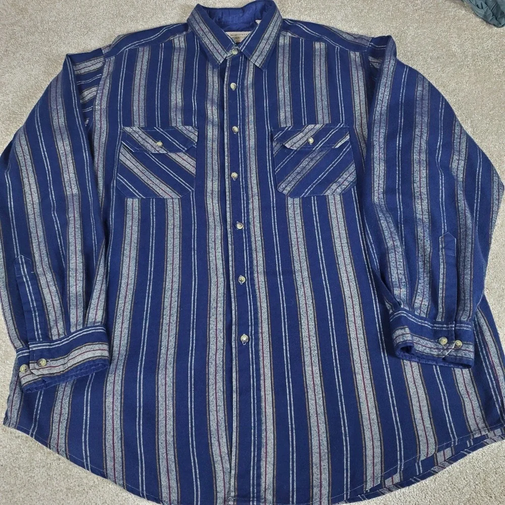 Vintage Northwest Territory Flannel Shirt Men's Size XLT Long Sleeve Striped‎